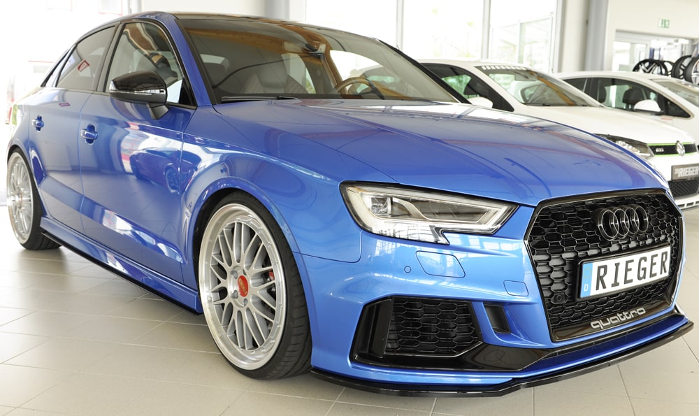 Rieger Audi S3/RS3 (8V) & A3 S-Line Saloon (2013-2020) Side Skirts (Pair) - Satin Black - 00056800+00056801