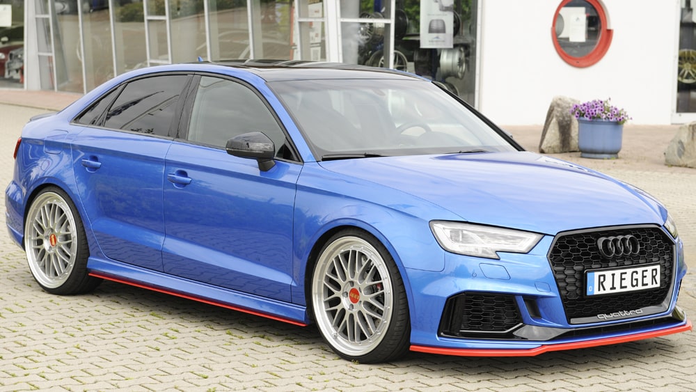 Rieger Audi S3/RS3 (8V) & A3 S-Line Saloon (2013-2020) Side Skirts (Pair) - Satin Black - 00056800+00056801