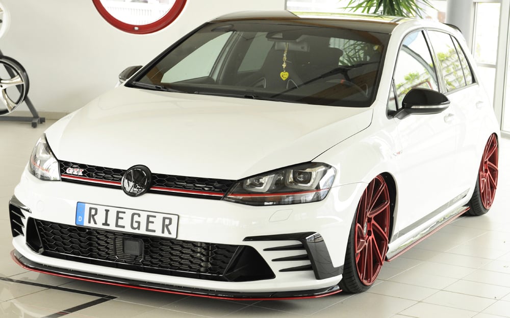 Rieger VW Golf MK7.5 R/R-Line & Clubsport Side Skirt Fins for Original Side Skirts - Satin Black (2017+) - 00059575+00059576