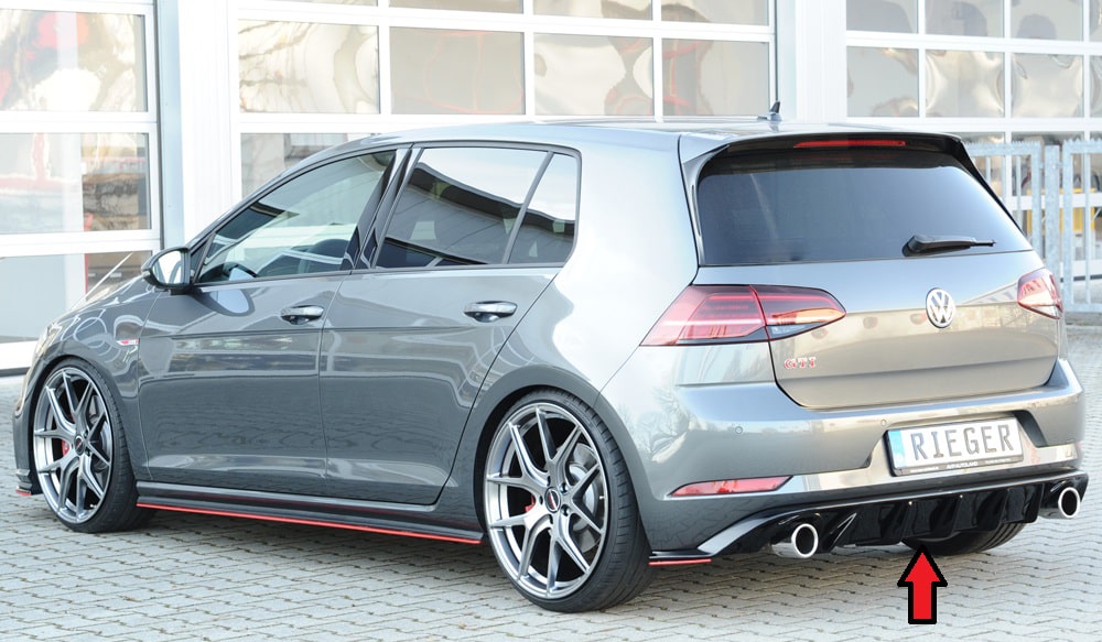 Rieger VW Golf MK7.5 GTI Rear Diffuser - Gloss Black (2017+) - 00088160