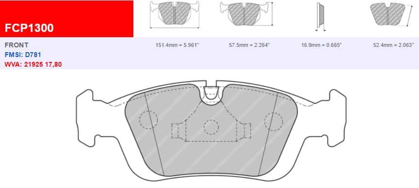 FCP1300H - Ferodo Racing DS2500 Front Brake Pad - BMW