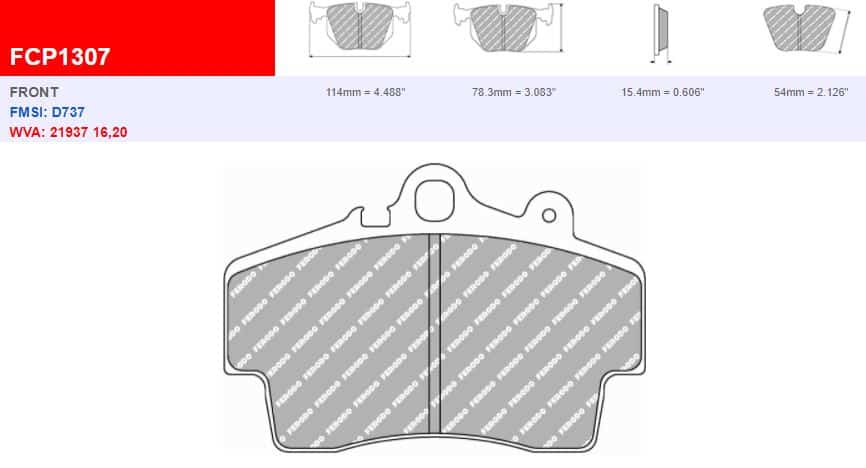 FCP1307H - Ferodo Racing DS2500 Front Brake Pad - Porsche