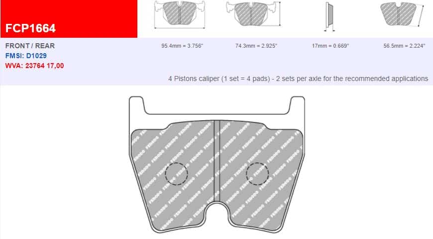 FDS1664 - Ferodo Racing DS Performance Rear Brake Pad