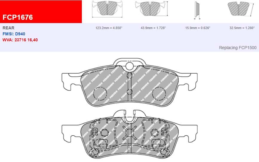 FDS1676 - Ferodo Racing DS Performance Rear Brake Pad - Mini