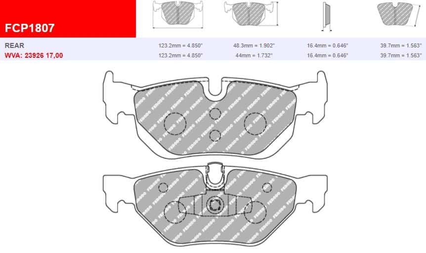 FDS1807 - Ferodo Racing DS Performance Rear Brake Pad - BMW 1-Series/3-Series/X1