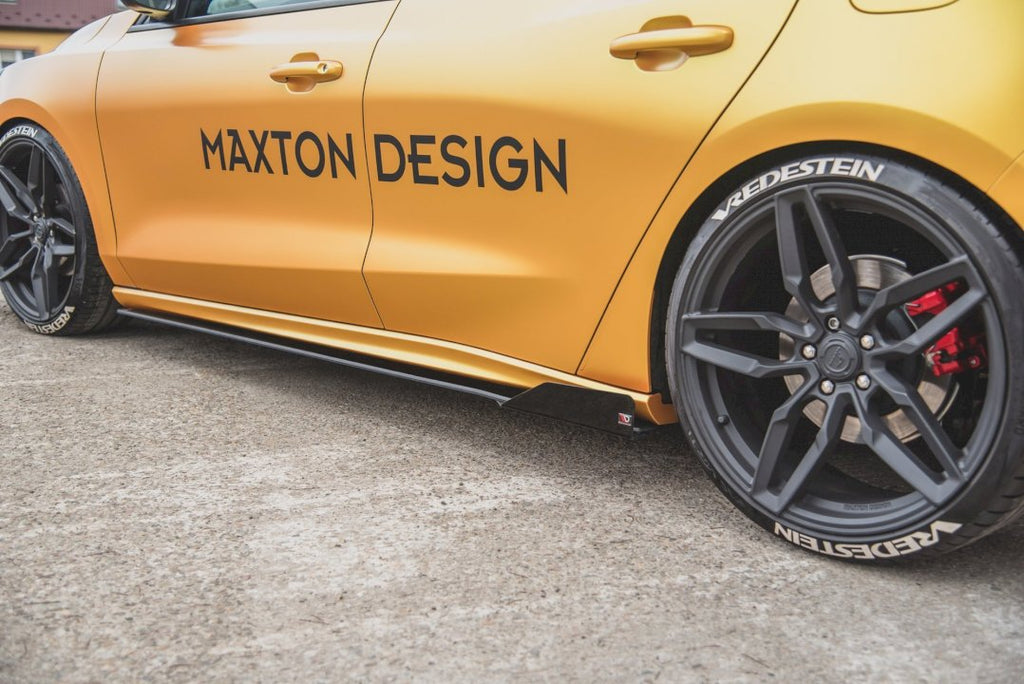 Maxton Design Racing Side Skirt Splitters (+Flaps) Ford Focus Mk4 ST/ Mk4 ST Line (2019-) - FOFO4STCNC-SD1B+SRFA