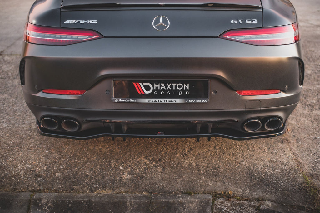 Maxton Design Central Rear Splitter (W/Vertical Bars) Mercedes AMG GT 53 4-Door Coupe (2018+) - ME-GT-4D-53-RD1+RD2