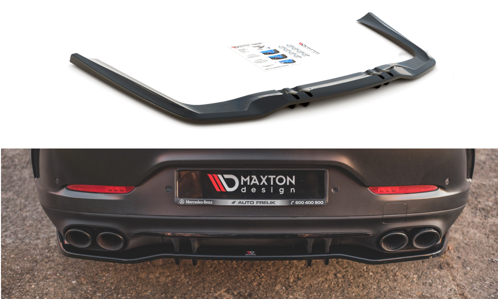 Maxton Design Central Rear Splitter (W/Vertical Bars) Mercedes AMG GT 53 4-Door Coupe (2018+) - ME-GT-4D-53-RD1+RD2