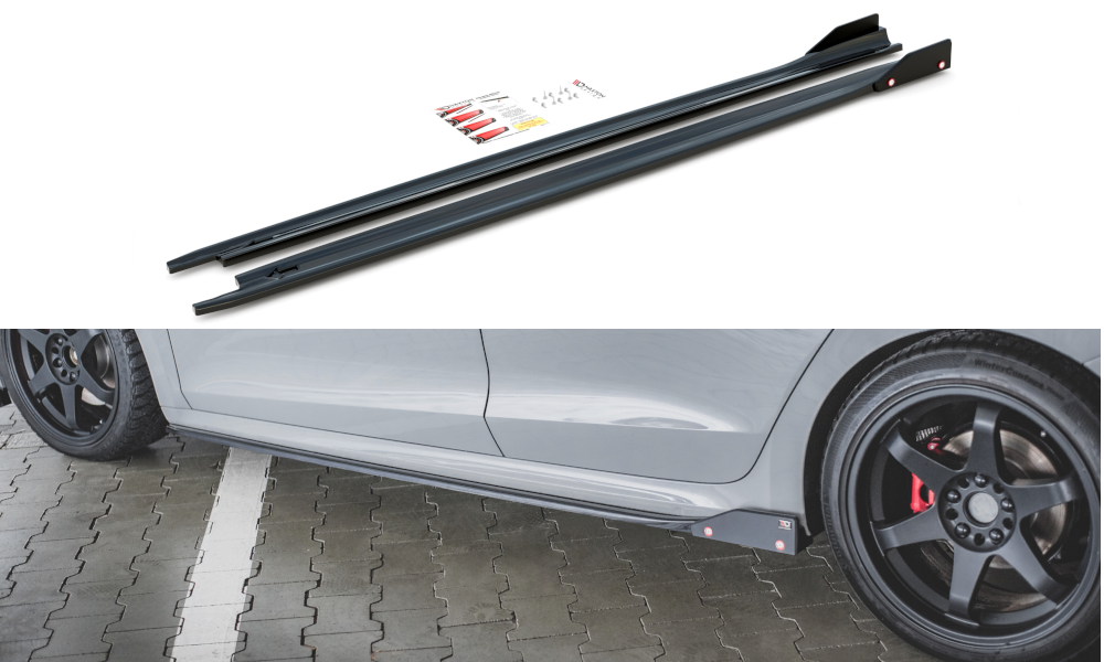 Maxton Design Side Skirts Diffusers (+Flaps) V2 Skoda Octavia RS Mk4 (2020+) - SK-OC-4-RS-SD2+SF