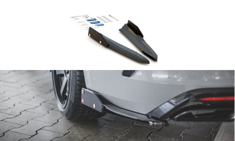 Maxton Design Rear Side Splitters (+Flaps) V.2 Skoda Octavia RS Mk4 (2020+) - SK-OC-4-RS-RSD2+RSF