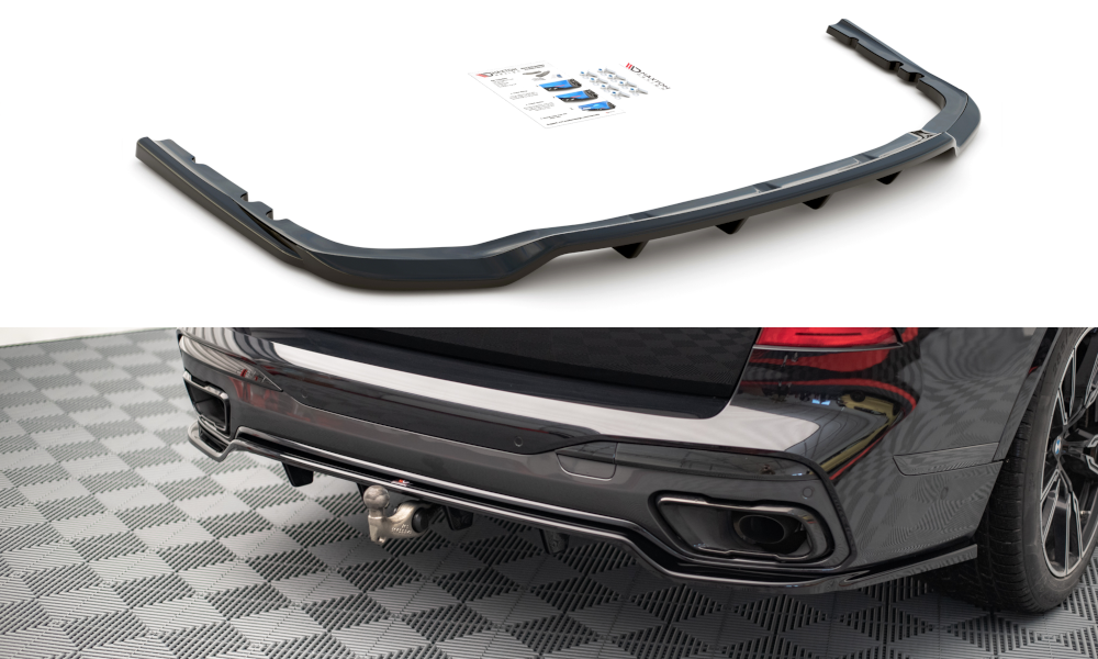 Maxton Design Central Rear Splitter (Vertical Bars) BMW X7 G07 (2018+) - BM-X7-07-M-RD1+RD2