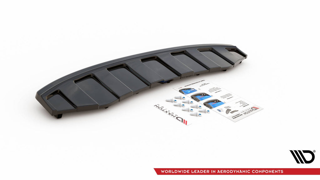 Maxton Design Central Rear Splitter (Vertical Bars) Audi A6 C7 S-Line Avant Exhaust 2X1 (2011-2014) - AU-A6-C7-SLINE-AV-RD3+RD4