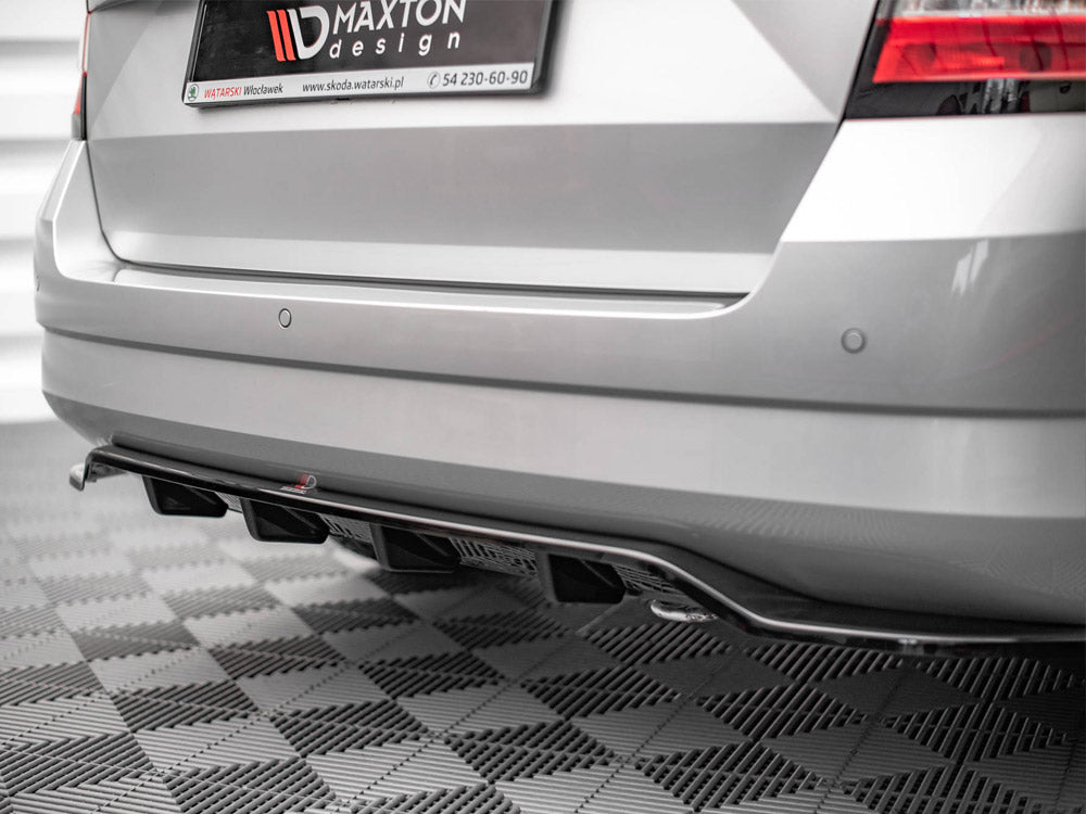 Maxton Design Central Rear Splitter (Vertical Bars) Skoda Fabia Combi Mk3 (2014-2019) - SK-FA-3-RD1+RD2