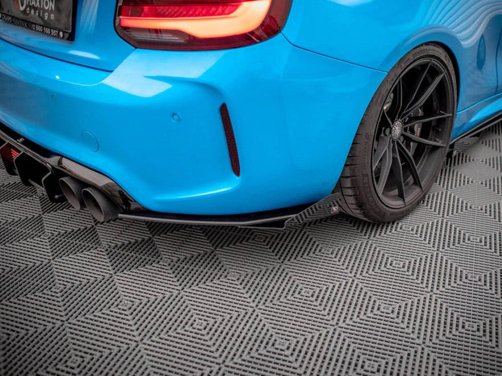 Maxton Design Street Pro Rear Side Splitters (+Flaps) BMW M2 F87 (2016-2020) - BM287MCOMPCNC-RSD1+RSF1