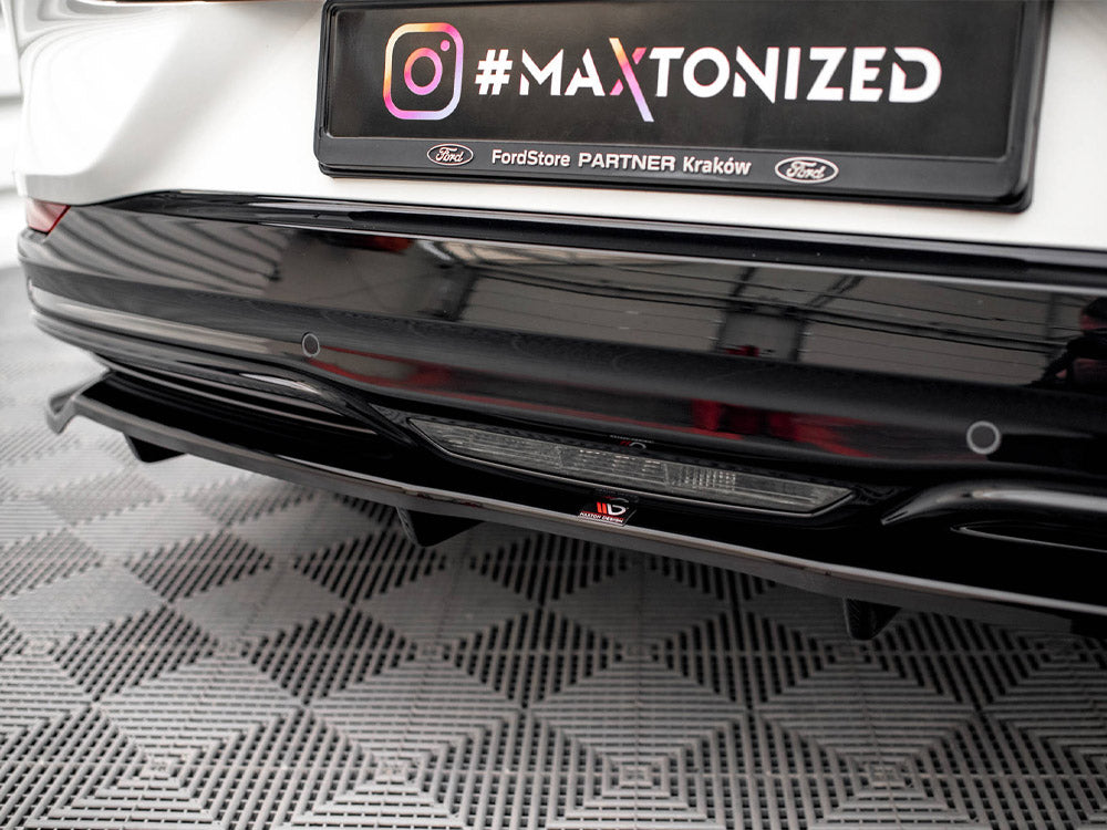 Maxton Design Central Rear Splitter (Vertical Bars) Ford Mustang Mach-e MK1 - FO-MU-MACHE-1-RD1+RD2