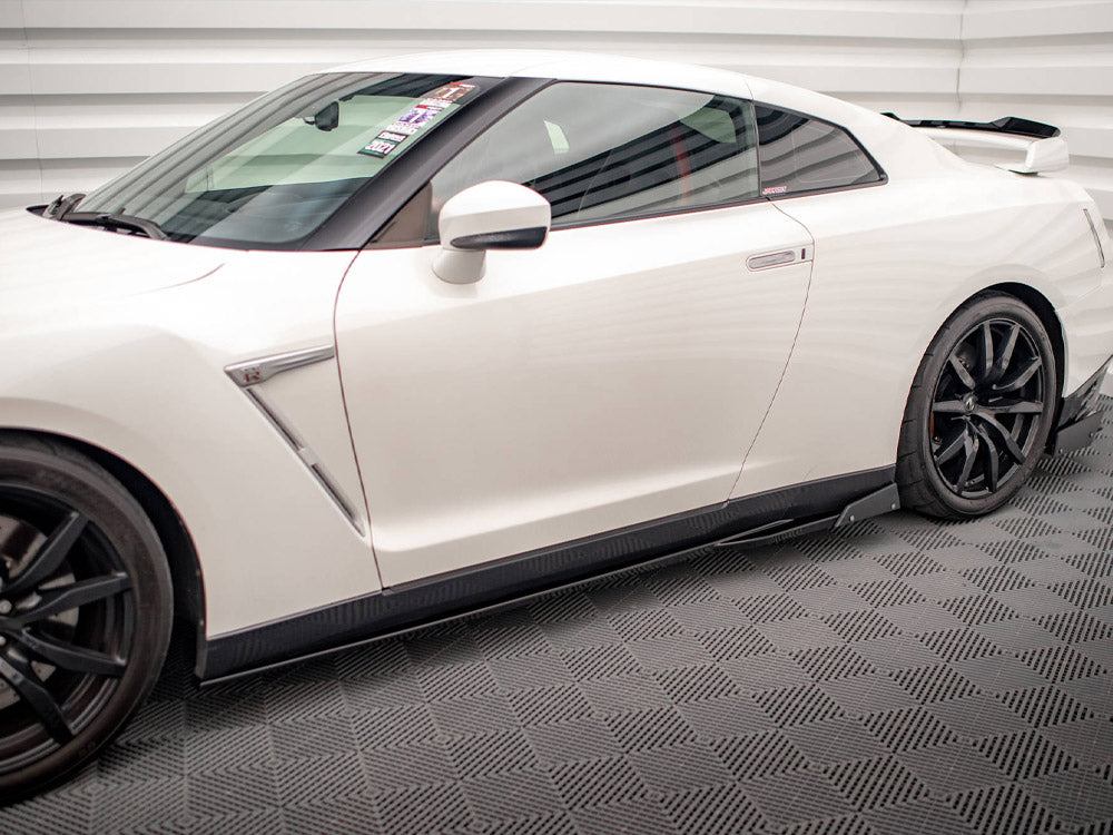 Maxton Design Side Skirts Diffusers + Flaps Nissan GTR R35 Facelift - NI-GTR-4F2-SD1+SF