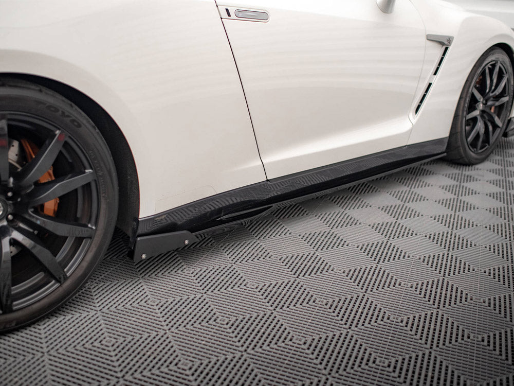 Maxton Design Side Skirts Diffusers + Flaps Nissan GTR R35 Facelift - NI-GTR-4F2-SD1+SF