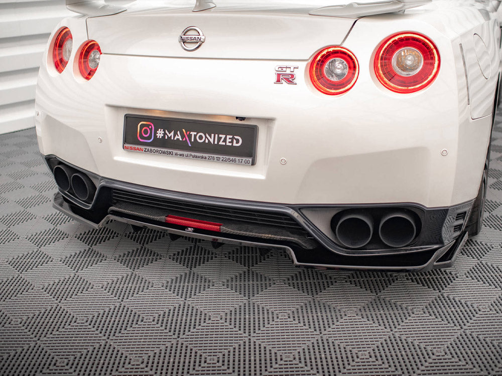 Maxton Design Central Rear Splitter (Vertical Bars) Nissan GTR R35 Facelift - NI-GTR-4F2-RD1+RD2