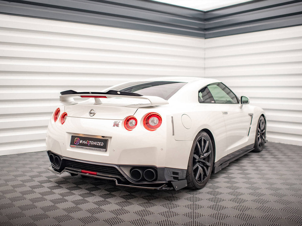 Maxton Design Central Rear Splitter + Flaps Nissan GTR R35 Facelift - NI-GTR-4F2-RD1+RD2+RSF