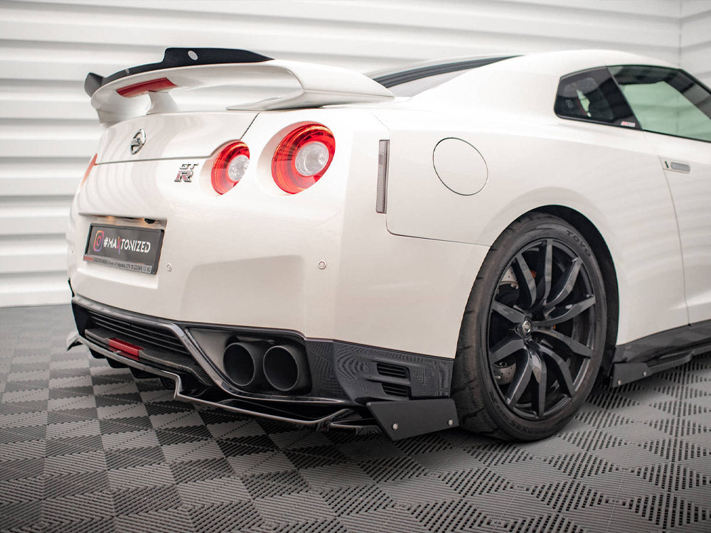 Maxton Design Central Rear Splitter + Flaps Nissan GTR R35 Facelift - NI-GTR-4F2-RD1+RD2+RSF