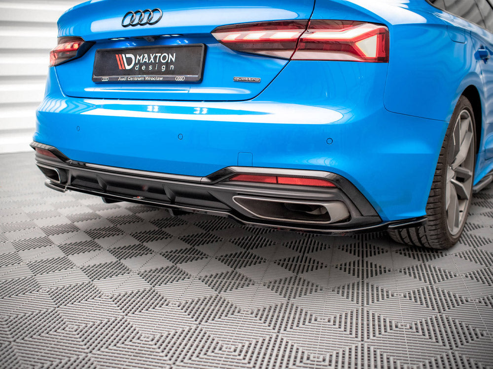 Maxton Design Central Rear Splitter (Vertical Bars) Audi A5 S-Line F5 Facelift - AU-A5-2F-SLINE-SB-RD1+RD2