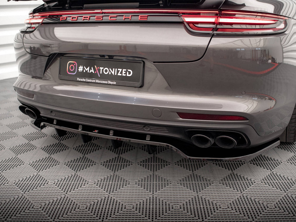 Maxton Design Central Rear Splitter (Vertical Bars) Porsche Panamera E-Hybrid 971 - PO-PA-971-H-RD1+RD2