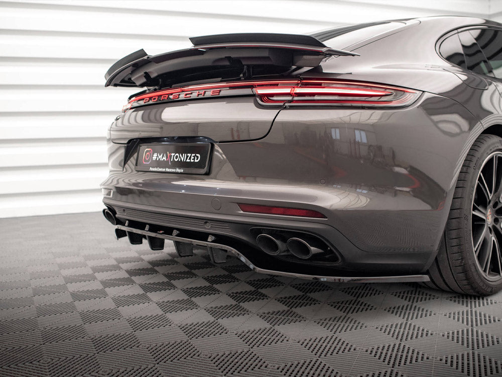 Maxton Design Central Rear Splitter (Vertical Bars) Porsche Panamera E-Hybrid 971 - PO-PA-971-H-RD1+RD2