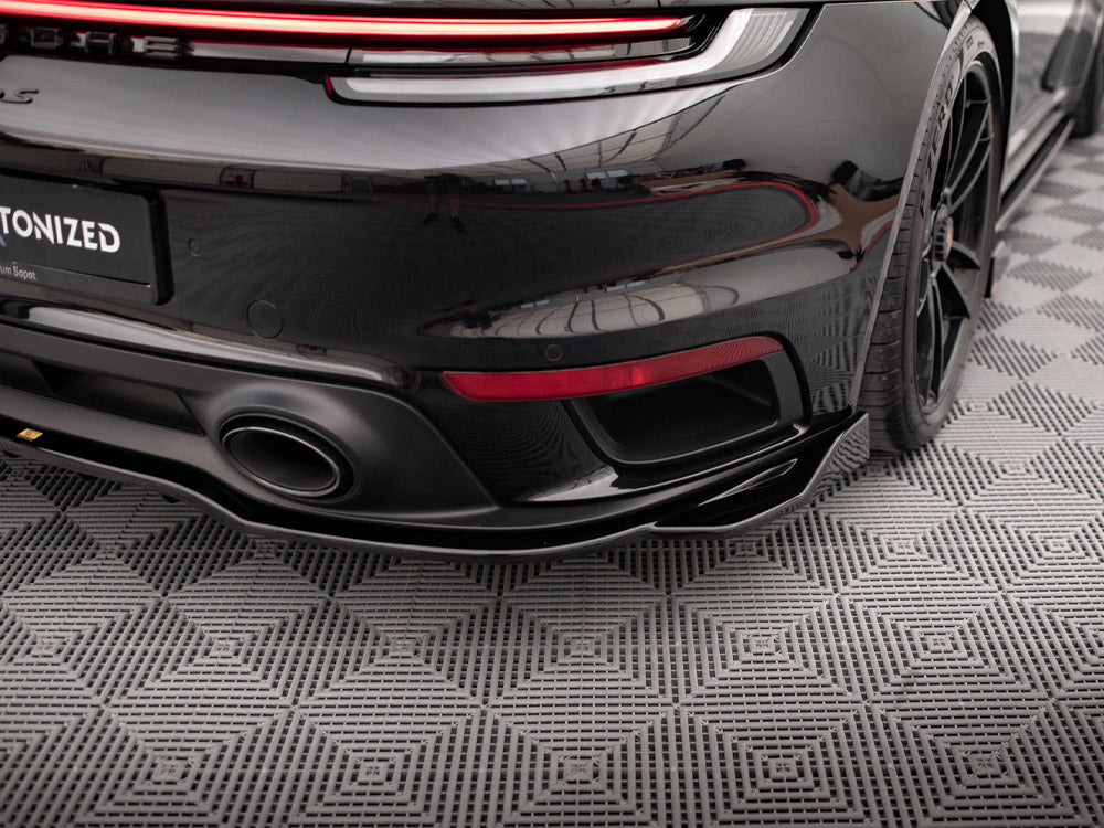 Maxton Design Central Rear Splitter (Vertical Bars) Porsche 911 Turbo S 992 - PO-911-992-TURBO-S-RD1+RD2