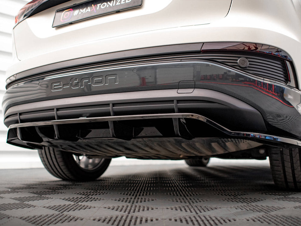 Maxton Design Central Rear Splitter (Vertical Bars) Audi Q4 e-Tron Sportback Mk1 - AU-Q4-ETRON-1-SB-RD1+RD2