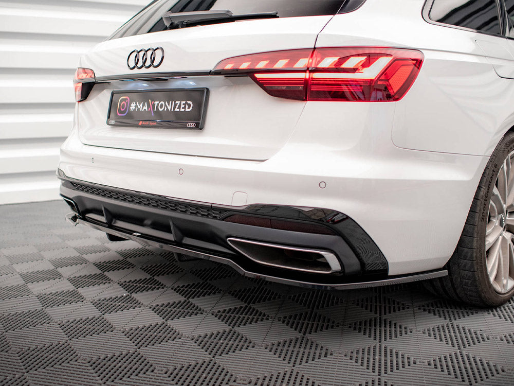 Maxton Design Central Rear Splitter (Vertical Bars) Audi A4 S-Line B9 Facelift - AU-A4-B9F-SLINE-RD1+RD2