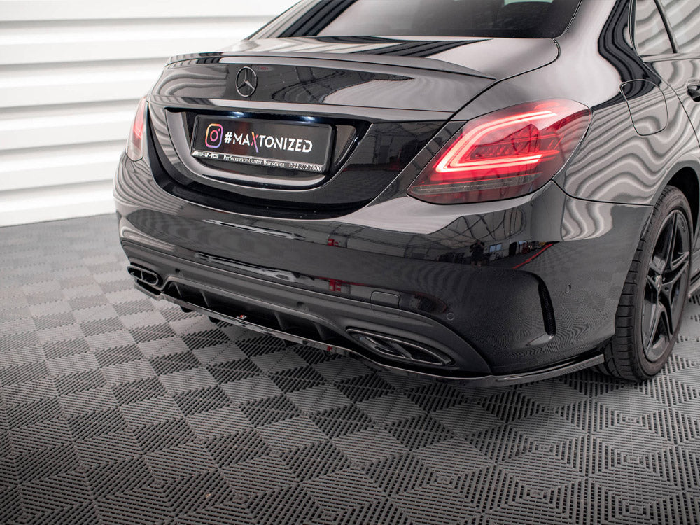 Maxton Design Central Rear Splitter (Vertical Bars) Mercedes C AMG Line W205 Facelift - ME-C-205F-AMGLINE-RD1+RD2