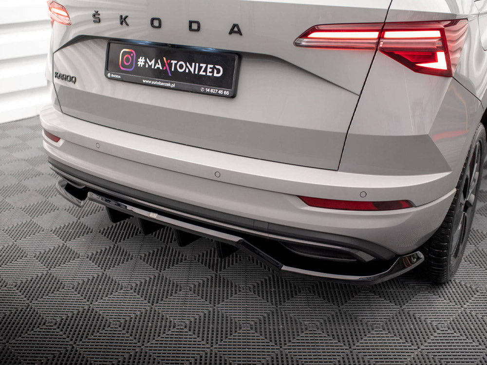 Maxton Design Central Rear Splitter (Vertical Bars) Skoda Karoq Sportline Mk1 Facelift - SK-KA-1F-SL-RD1+RD2