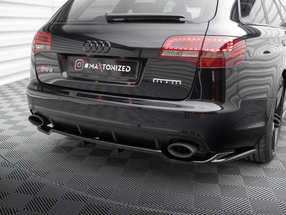 Maxton Design Central Rear Splitter (Vertical Bars) Audi RS6 Avant C6 - AU-RS6-C6-RD1+RD2