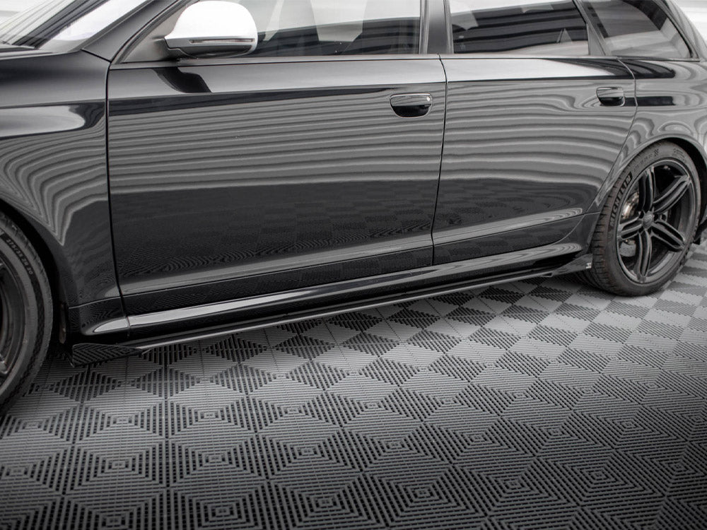 Maxton Design Street PRO Side Skirts Diffusers + Flaps Audi RS6 Avant C6 - AURS6C6CNC-SD1+SF1