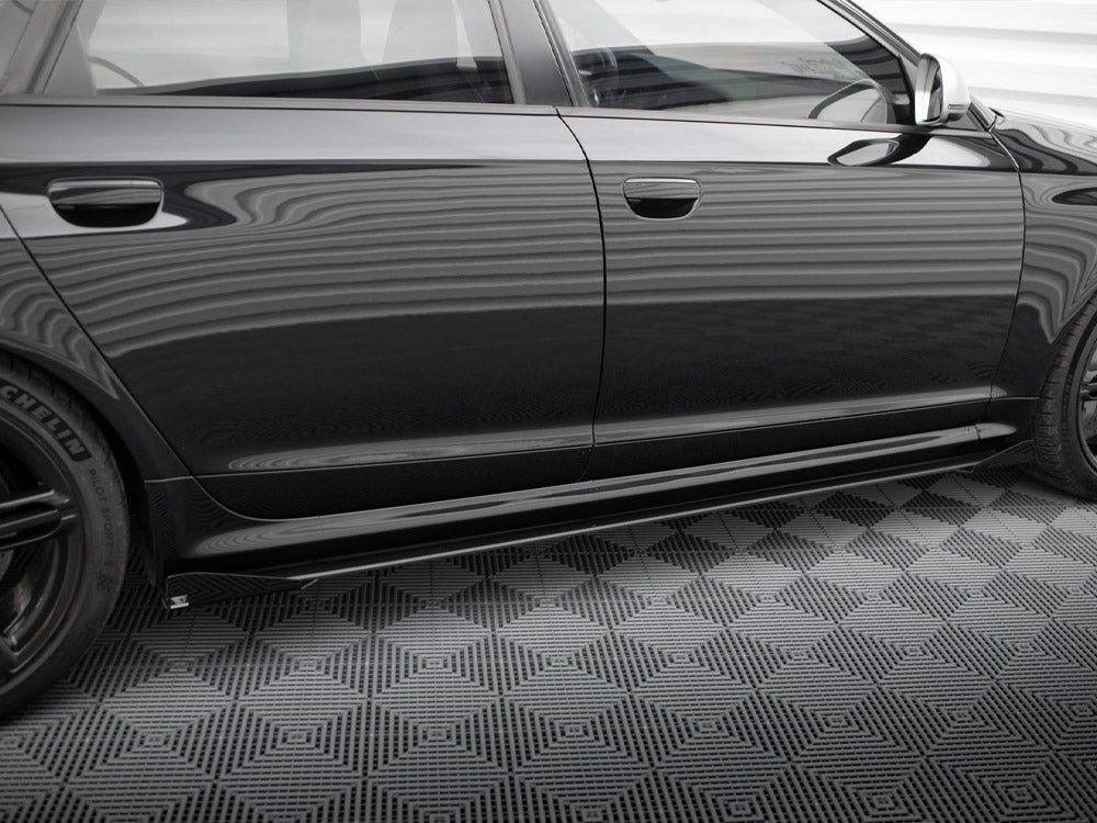 Maxton Design Street PRO Side Skirts Diffusers + Flaps Audi RS6 Avant C6 - AURS6C6CNC-SD1+SF1