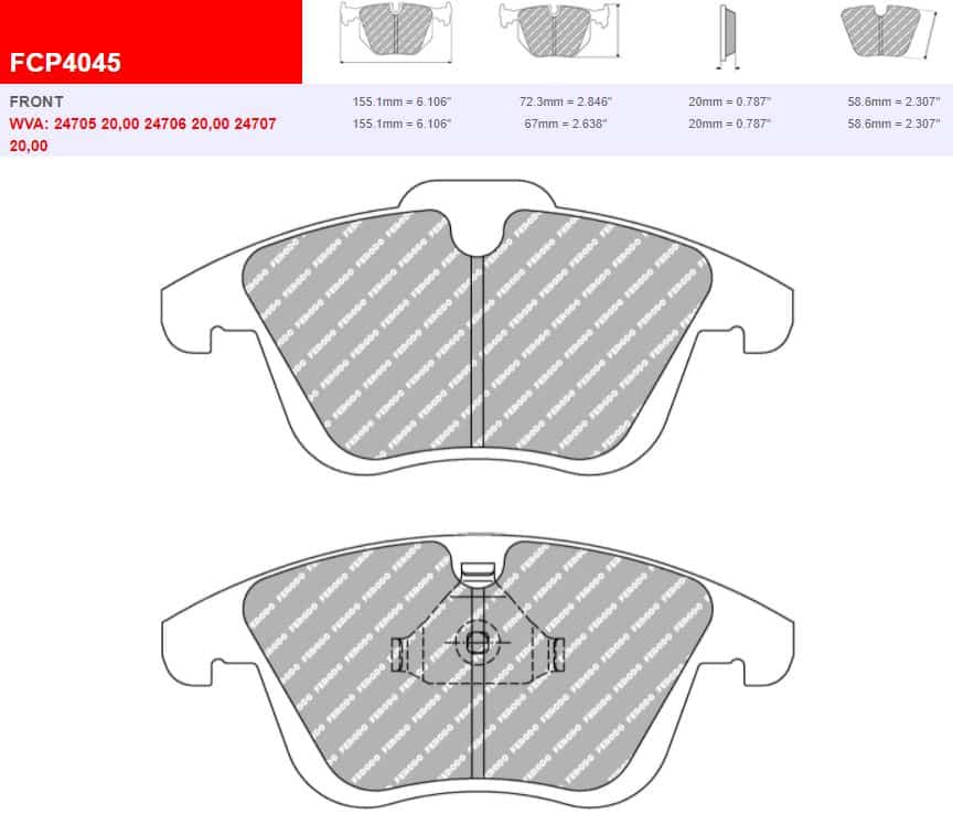 FCP4045H - Ferodo Racing DS2500 Front Brake Pad - Audi A4/A5