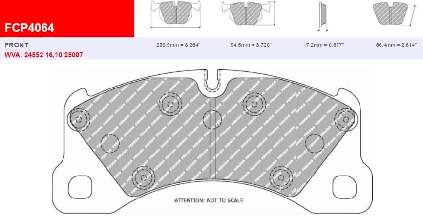 FCP4064H - Ferodo Racing DS2500 Front Brake Pad - Porsche Cayenne/Macan/Panamera