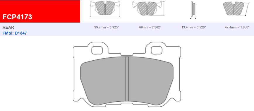 FCP4173H - Ferodo Racing DS2500 Rear Brake Pad - Nissan 370 Z