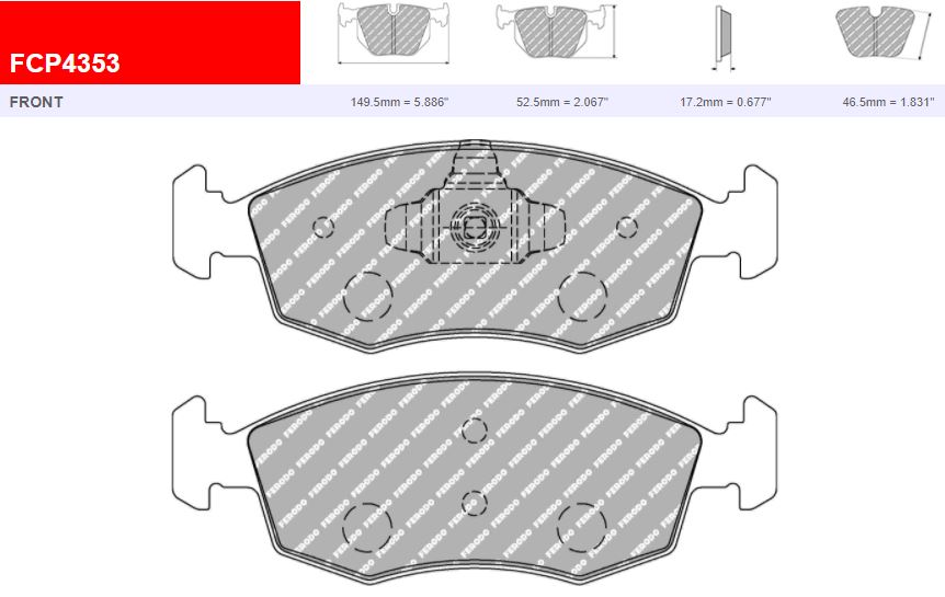 FDS4353 - Ferodo Racing DS Performance Front Brake Pad - Fiat Abarth