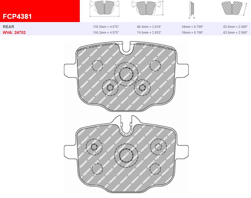 FDS4381 - Ferodo Racing DS Performance Rear Brake Pad - BMW