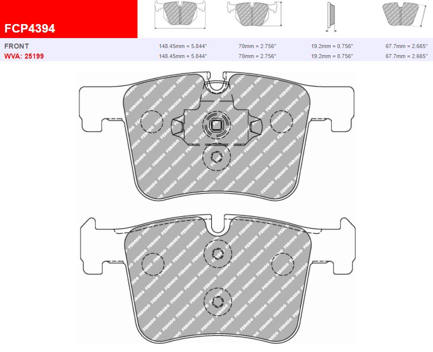 FDS4394 - Ferodo Racing DS Performance Front Brake Pad - BMW