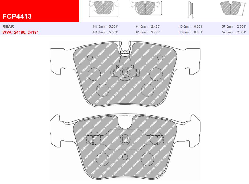 FDS4413 - Ferodo Racing DS Performance Rear Brake Pad - Mercedes S-Class/M-Class/R-Class