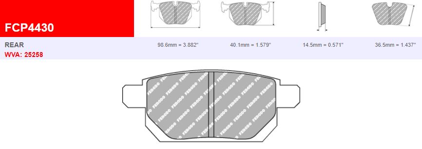 FCP4430H - Ferodo Racing DS2500 Rear Brake Pad - Suzuki Swift