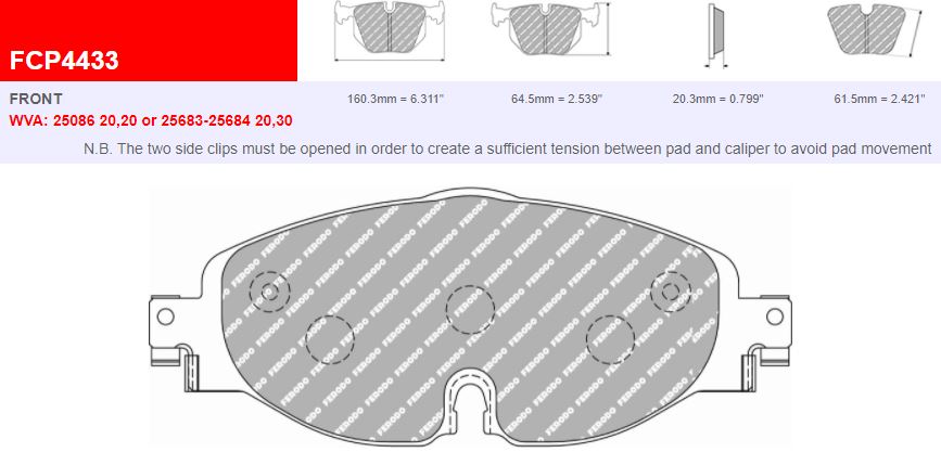 FDS4433 - Ferodo Racing DS Performance Front Brake Pad VAG Applications