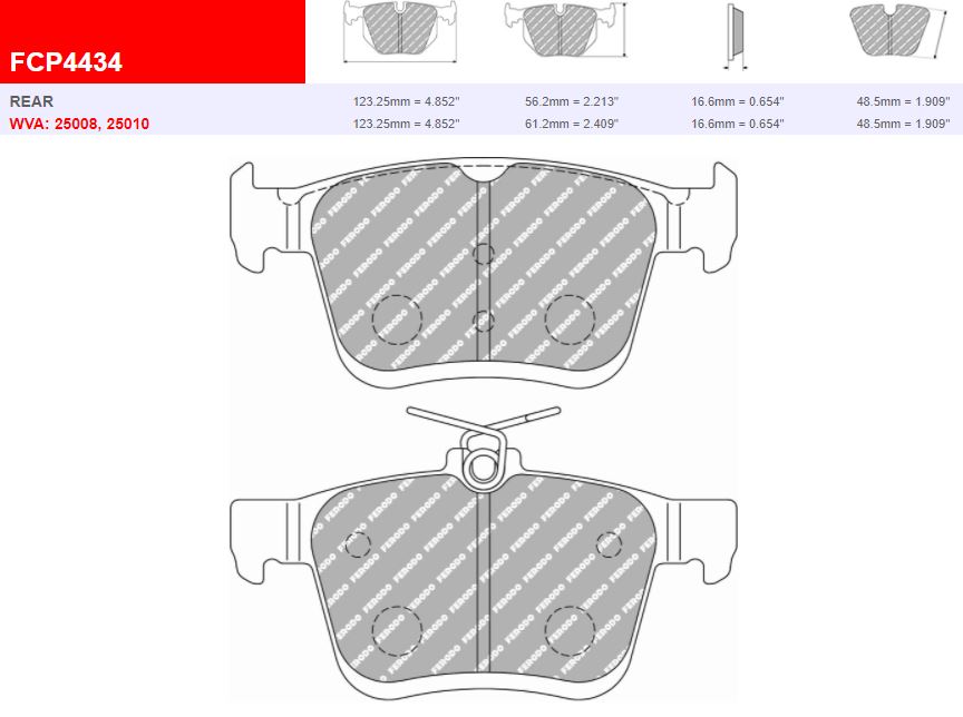 FDS4434 - Ferodo Racing DS Performance Rear Brake Pad - VAG Applications