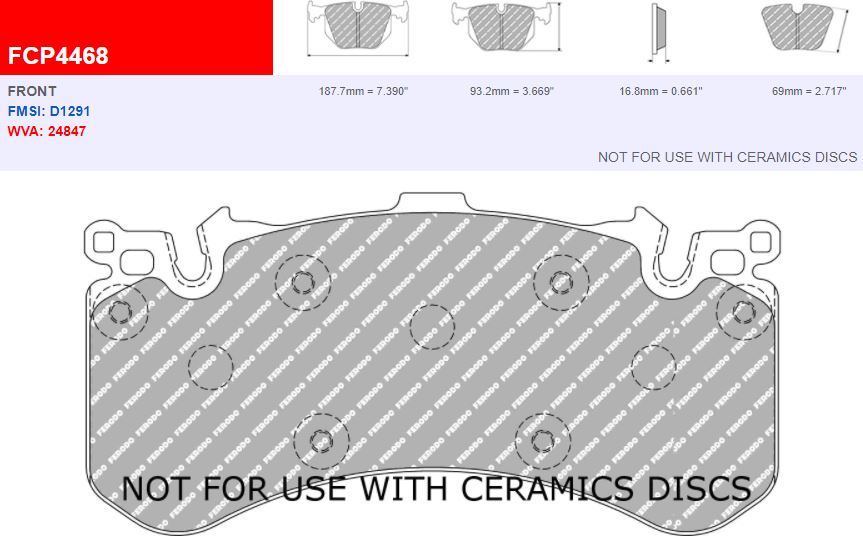 FCP4468H - Ferodo Racing DS2500 Front Brake Pad - Audi A6/A7/A8