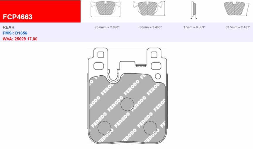 FDS4663 - Ferodo Racing DS Performance Rear Brake Pad - BMW