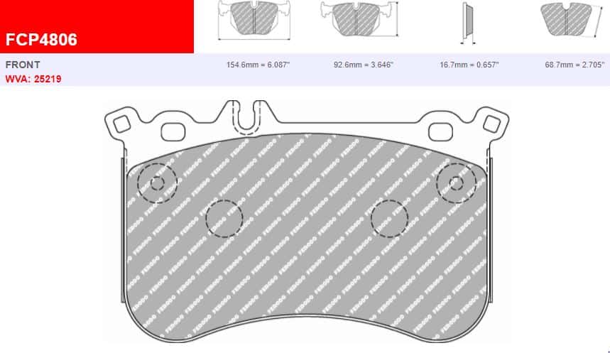 FDS4806 - Ferodo Racing DS Performance Front Brake Pad - Mercedes A-Class/CLA/GLA/SLC/SLK