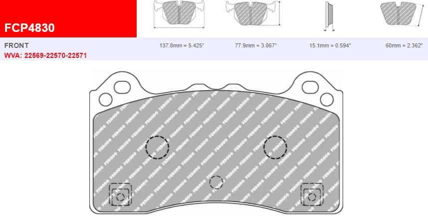 FCP4830H - Ferodo Racing DS2500 Front Brake Pad - Ford Focus Mk3 RS