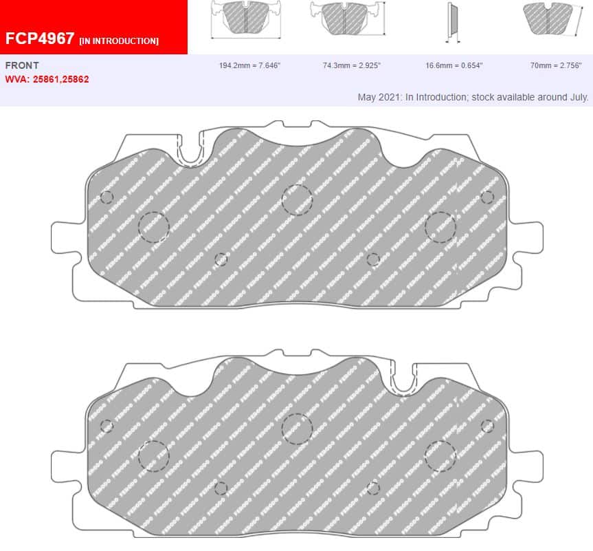 FCP4967H - Ferodo Racing DS2500 Front Brake Pad VW/Audi